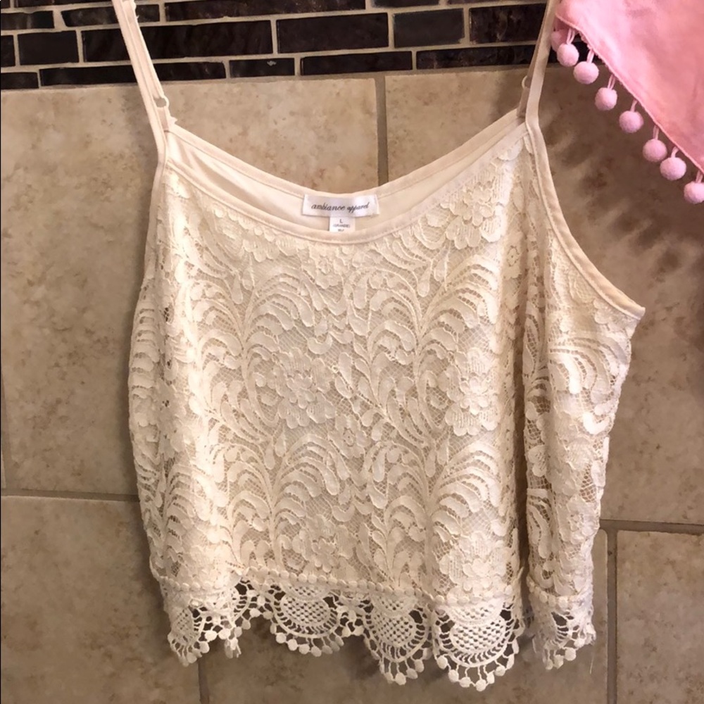 Cream Lace Crop Top Size L